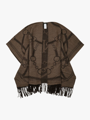 Equestrian Jacquard Brown Wool Mix Cape