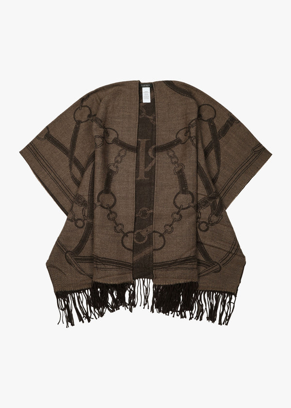 Equestrian Jacquard Brown Wool Mix Cape