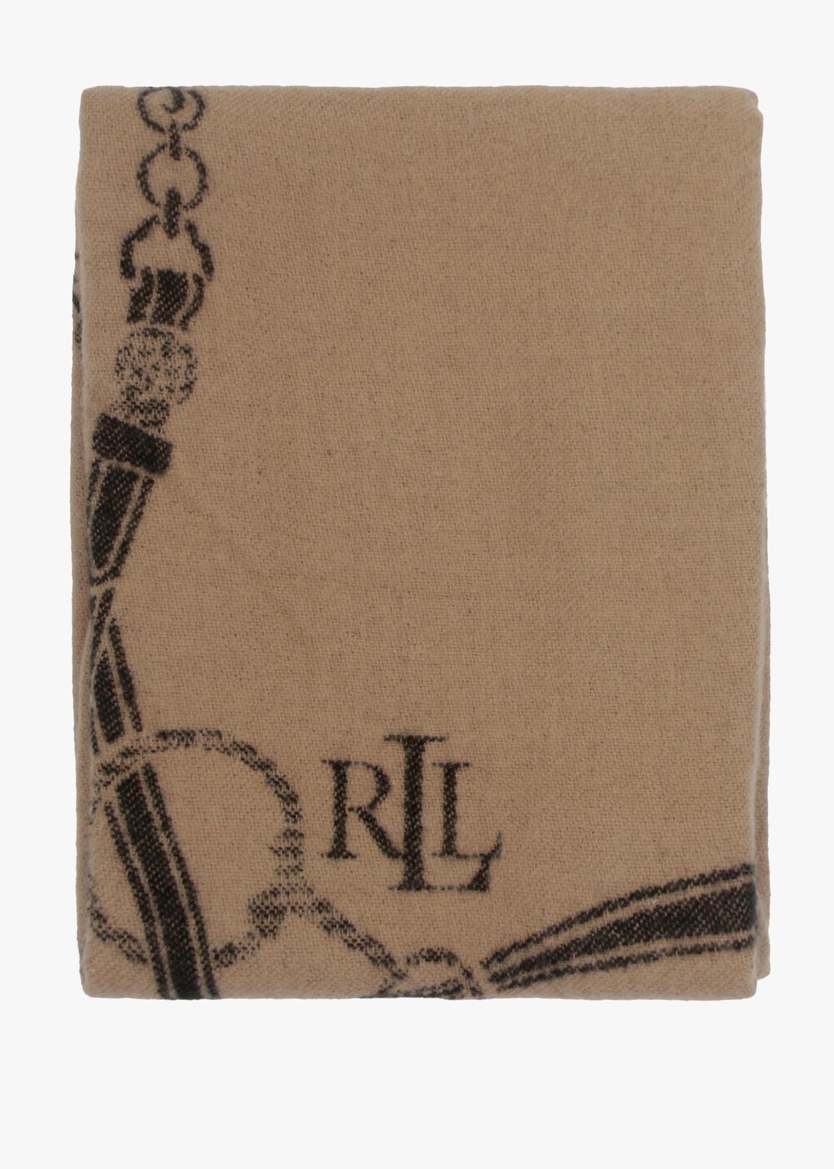 Belting-Motif Black & Camel Scarf & Beanie Gift Set
