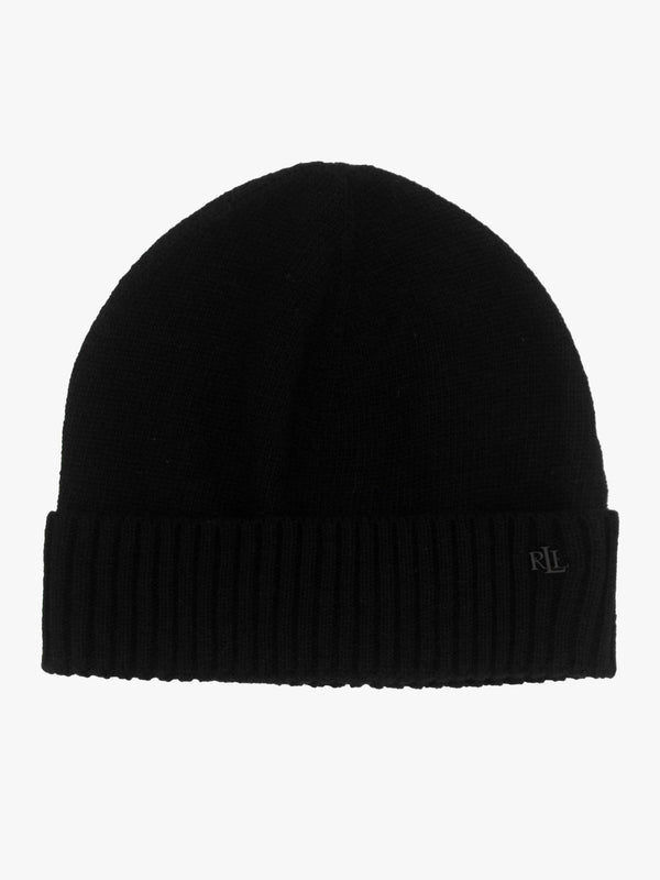 Belting-Motif Black & Camel Scarf & Beanie Gift Set