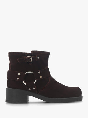Basilea Brown Suede Chunky Stirrup Ankle Boots
