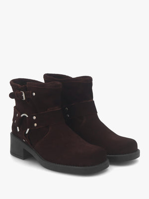 Basilea Brown Suede Chunky Stirrup Ankle Boots