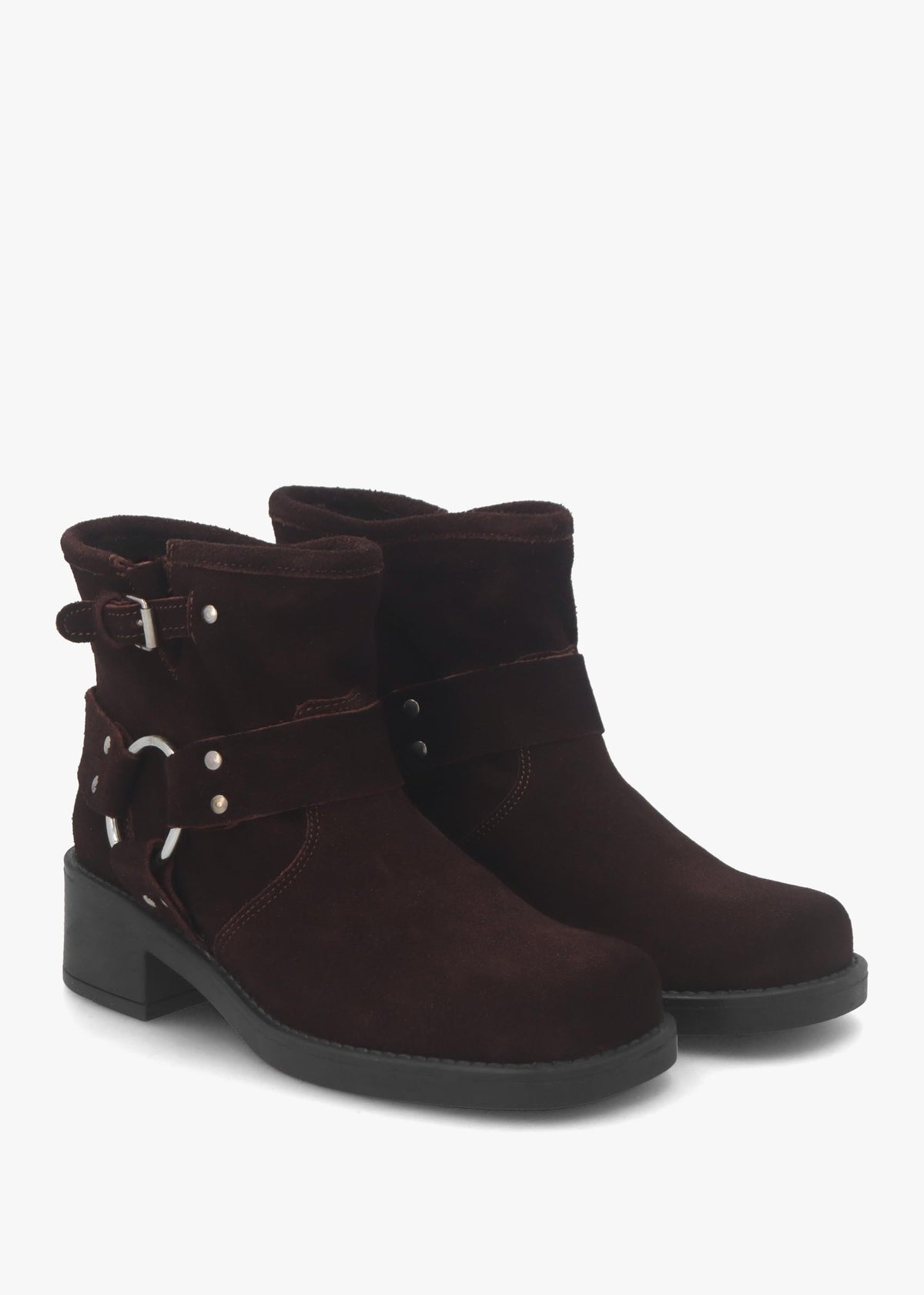 Basilea Brown Suede Chunky Stirrup Ankle Boots