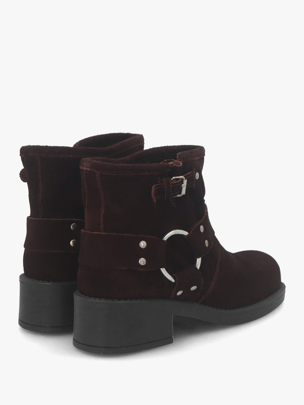 Basilea Brown Suede Chunky Stirrup Ankle Boots