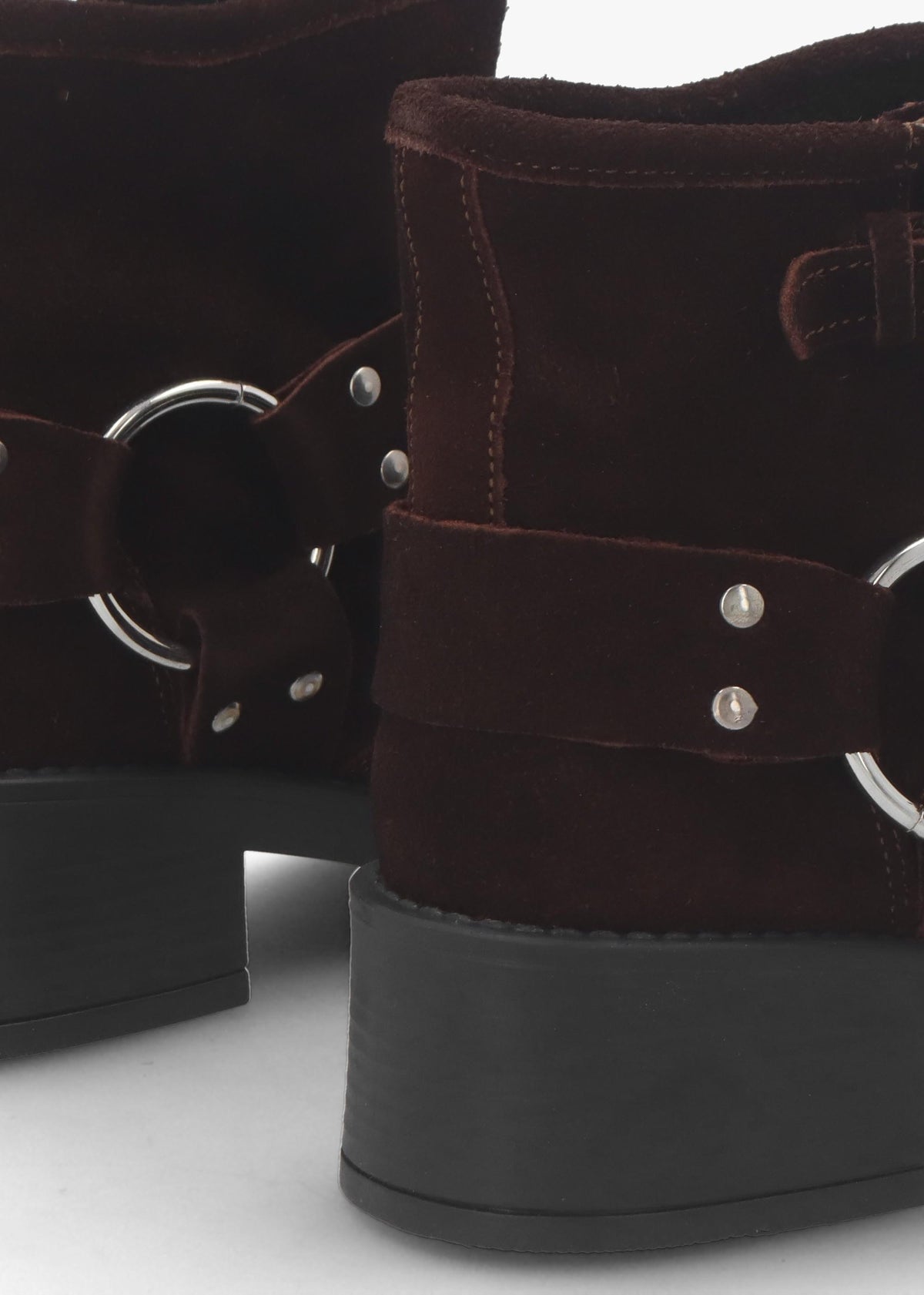 Basilea Brown Suede Chunky Stirrup Ankle Boots