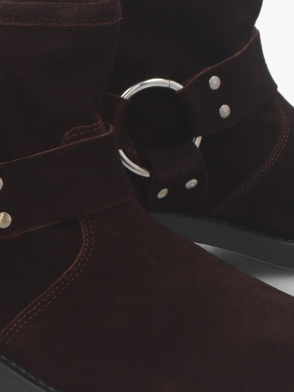 Basilea Brown Suede Chunky Stirrup Ankle Boots