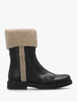 Stella Black Leather Cuffed Ankle Boots