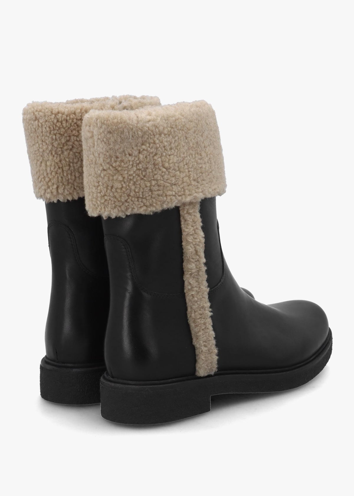 Stella Black Leather Cuffed Ankle Boots