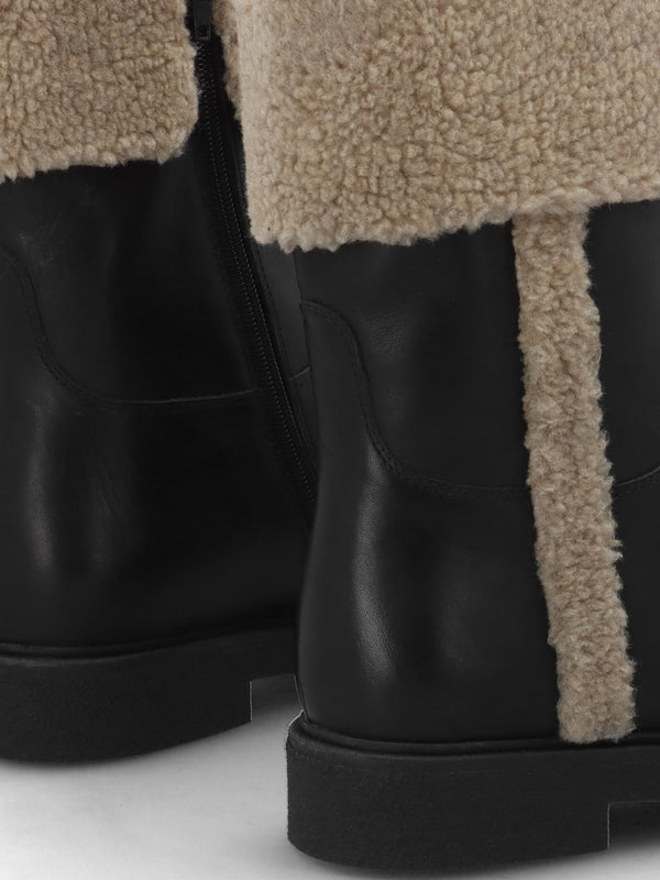 Stella Black Leather Cuffed Ankle Boots