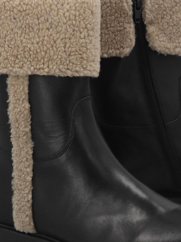 Stella Black Leather Cuffed Ankle Boots