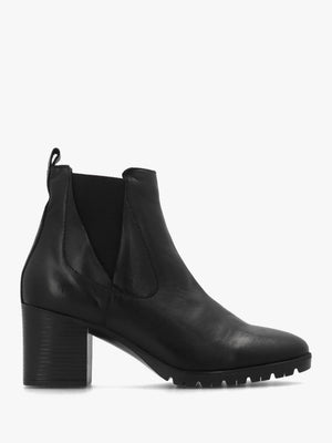 Linda Black Leather Block Heel Ankle Boots
