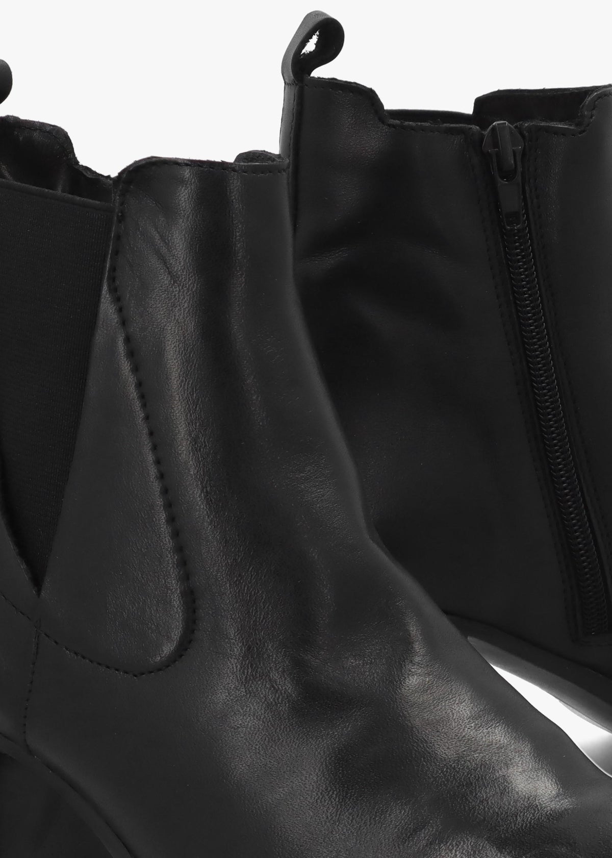 Linda Black Leather Block Heel Ankle Boots