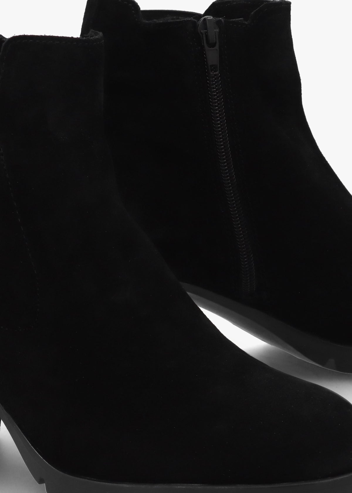 Linda Black Suede Block Heel Ankle Boots