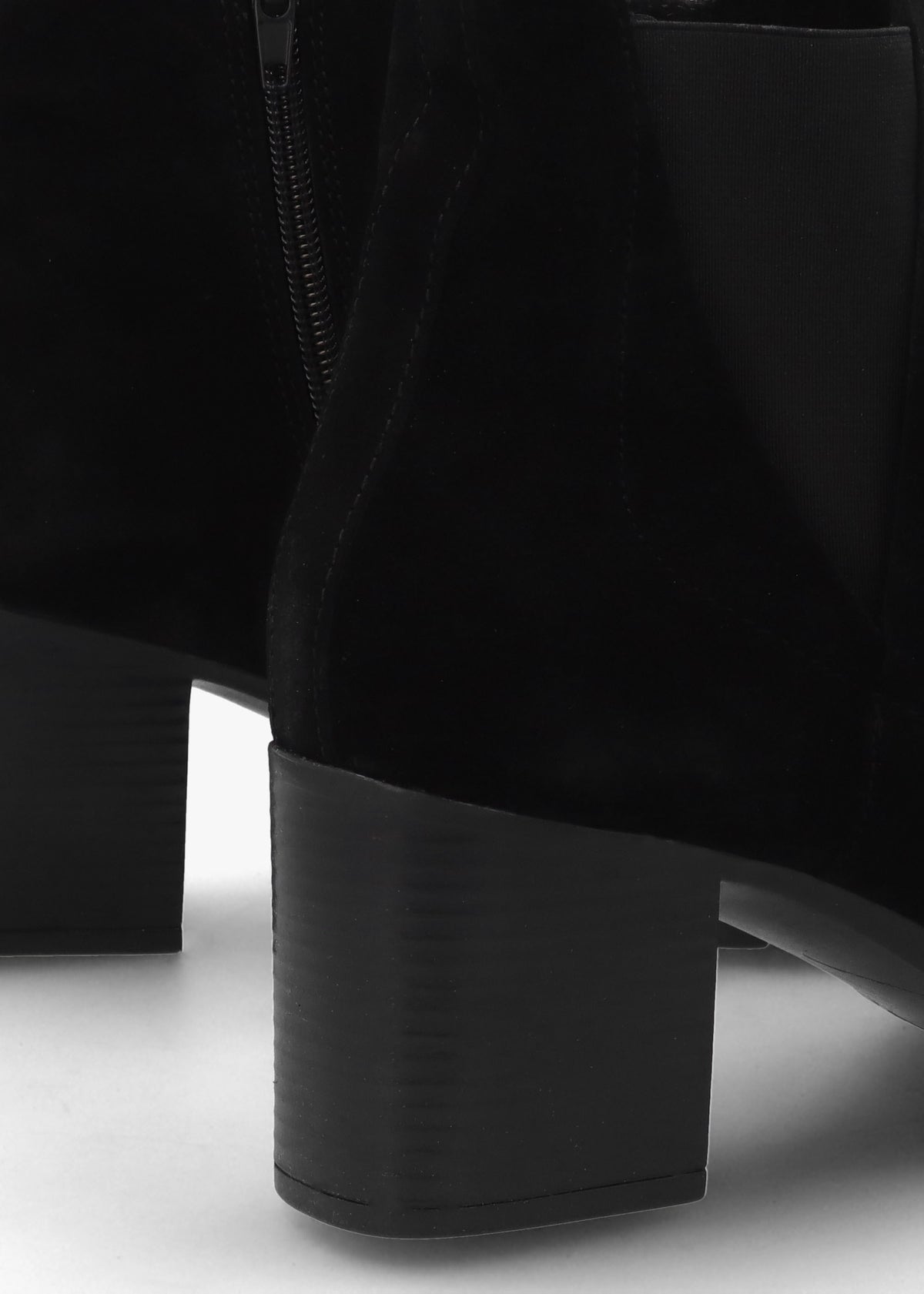 Linda Black Suede Block Heel Ankle Boots