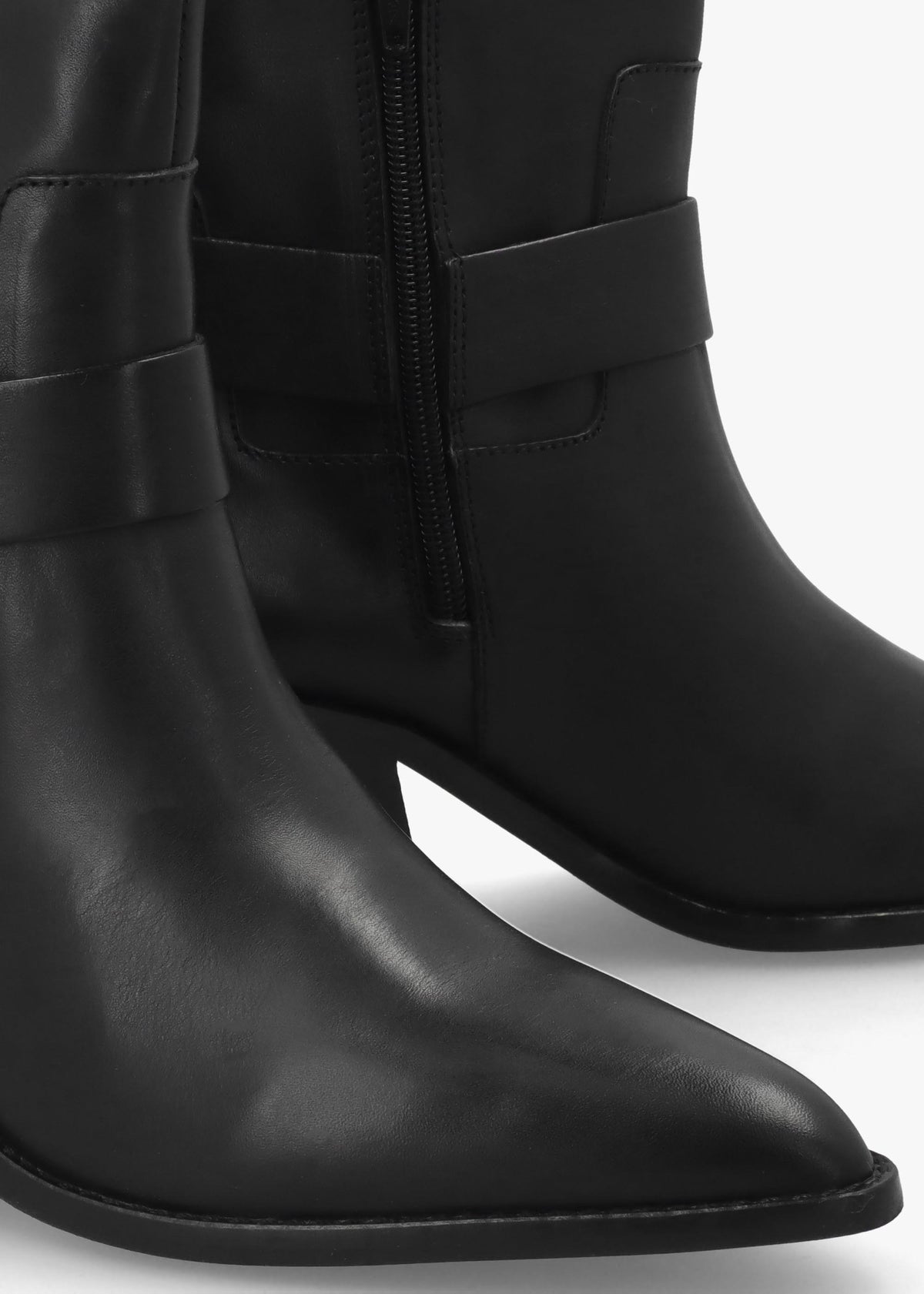 Manay Boy Black Leather Western Ankle Boots
