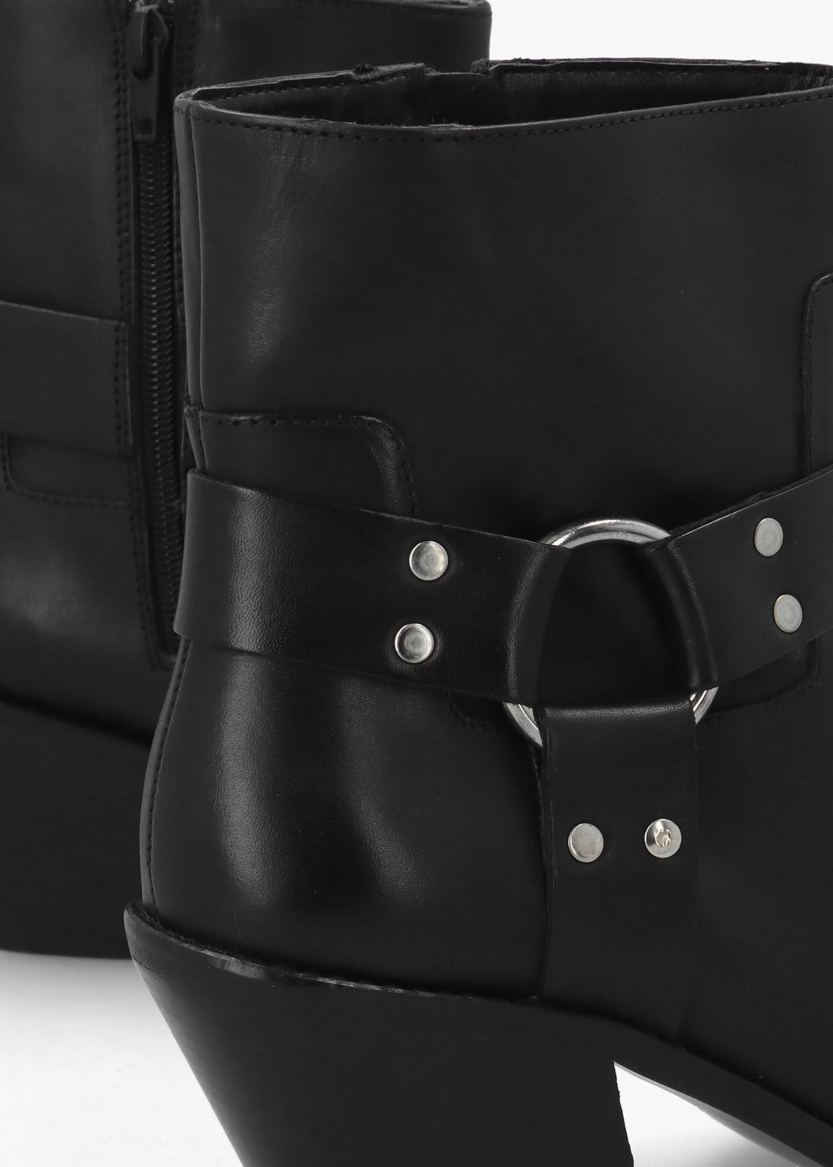 Manay Boy Black Leather Western Ankle Boots