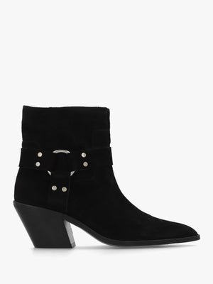 Manay Boy Black Suede Western Ankle Boots