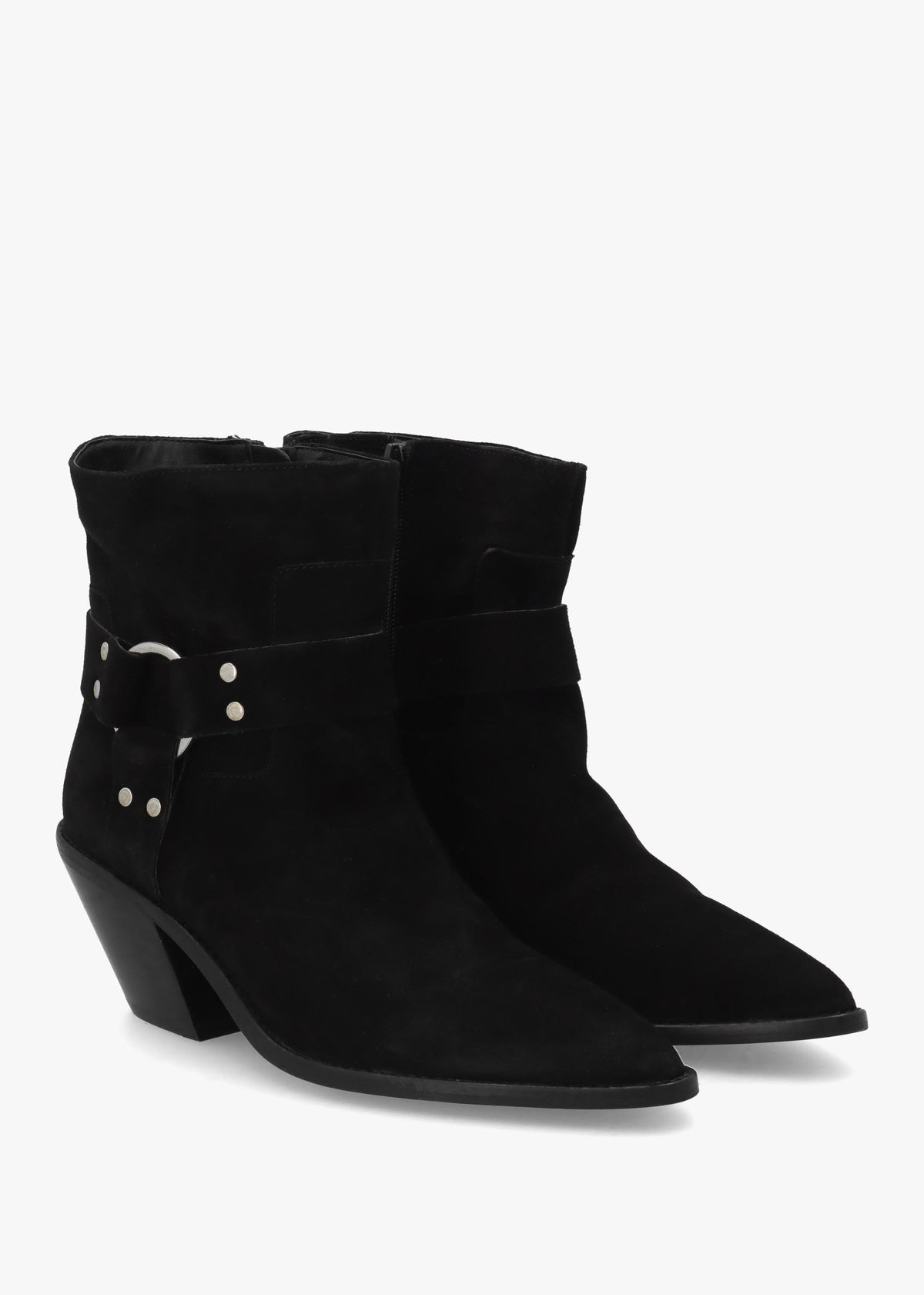 Manay Boy Black Suede Western Ankle Boots