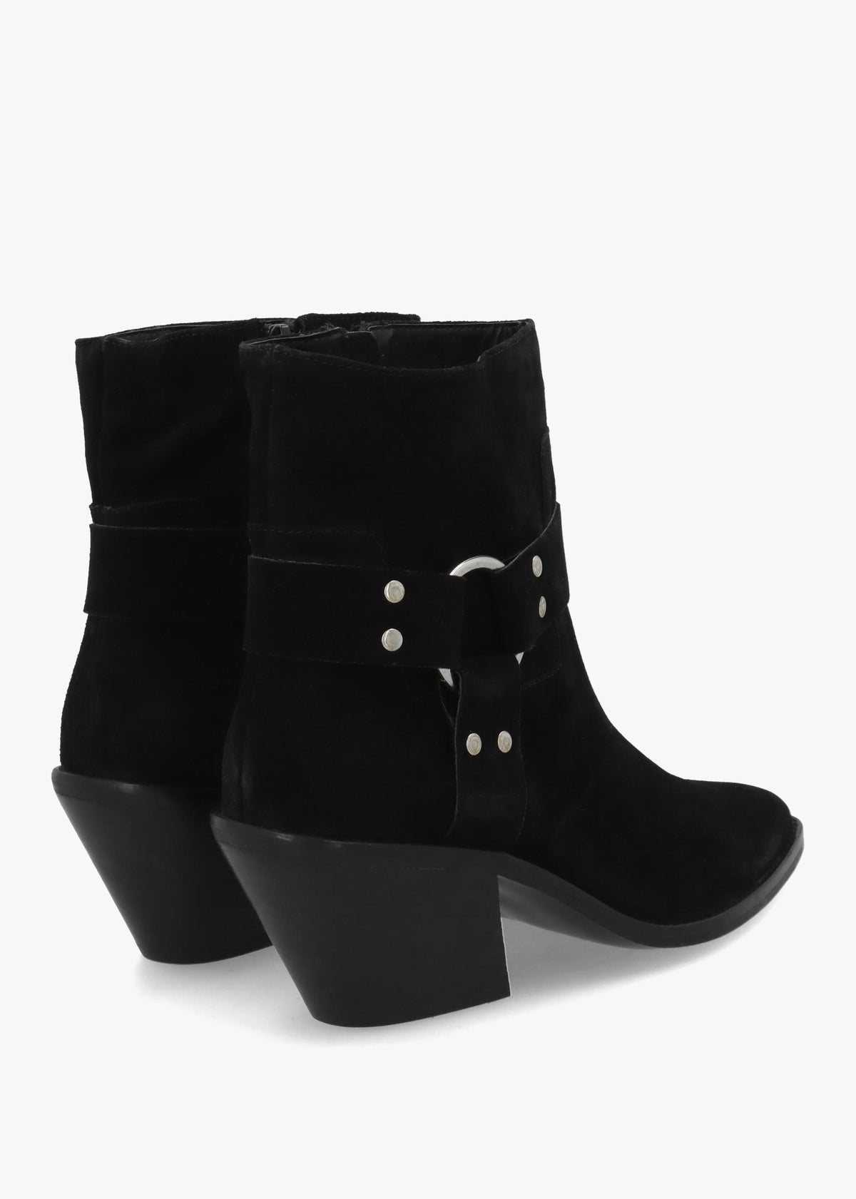 Manay Boy Black Suede Western Ankle Boots