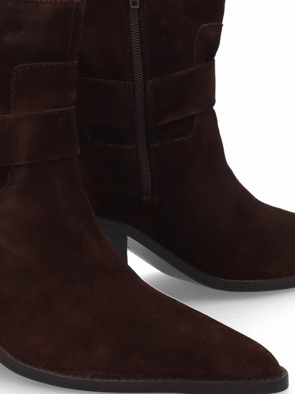 Manay Boy Brown Suede Western Ankle Boots