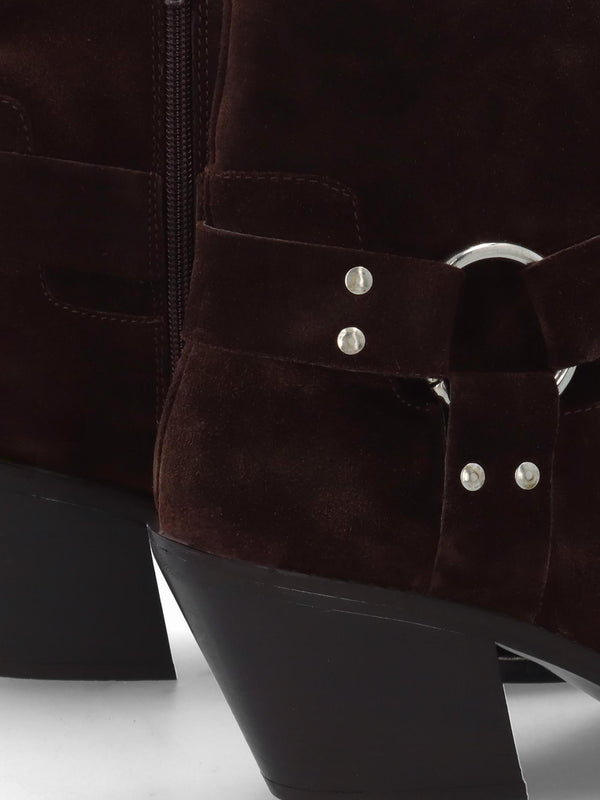 Manay Boy Brown Suede Western Ankle Boots