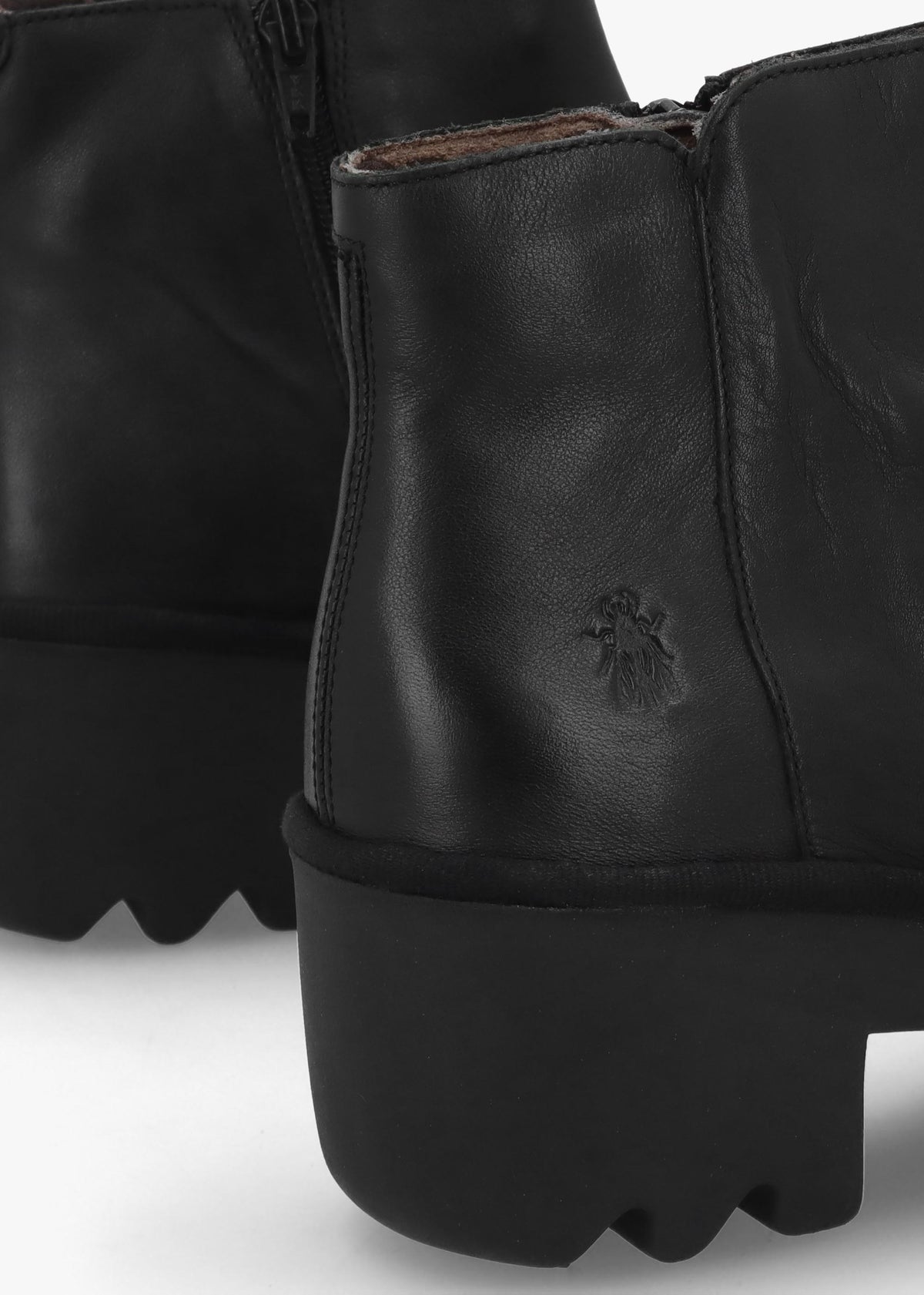 Tulp Black Leather Rouched Block Heel Ankle Boots