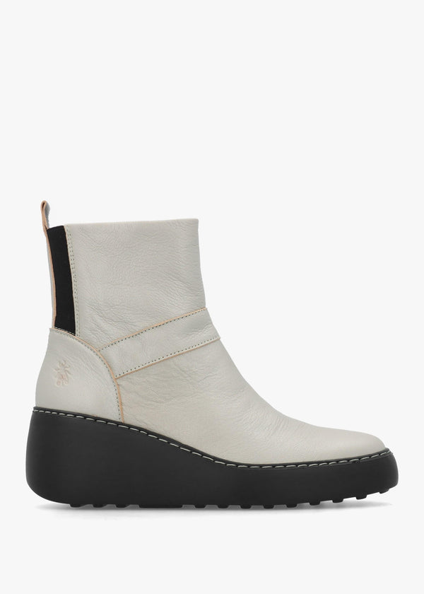 Doxe Silver Leather Wedge Ankle Boots