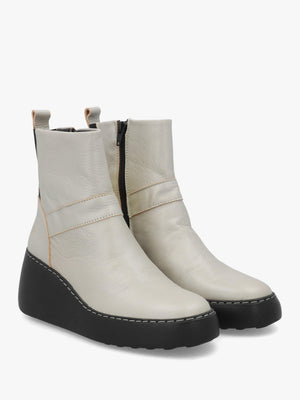 Doxe Silver Leather Wedge Ankle Boots