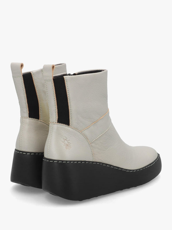 Doxe Silver Leather Wedge Ankle Boots