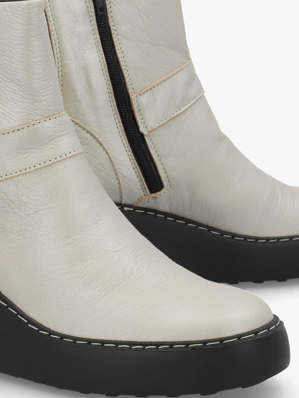 Doxe Silver Leather Wedge Ankle Boots