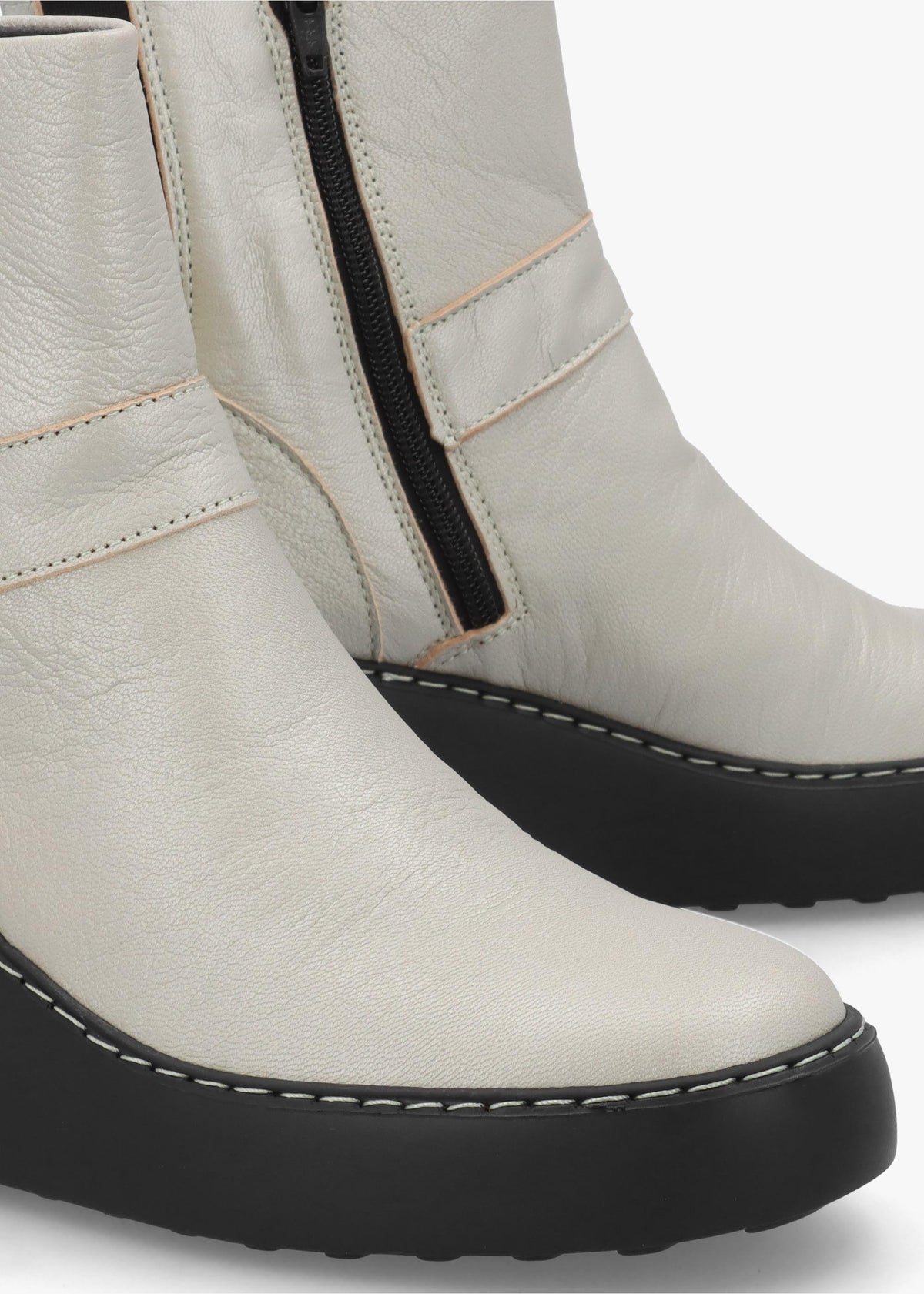 Doxe Silver Leather Wedge Ankle Boots