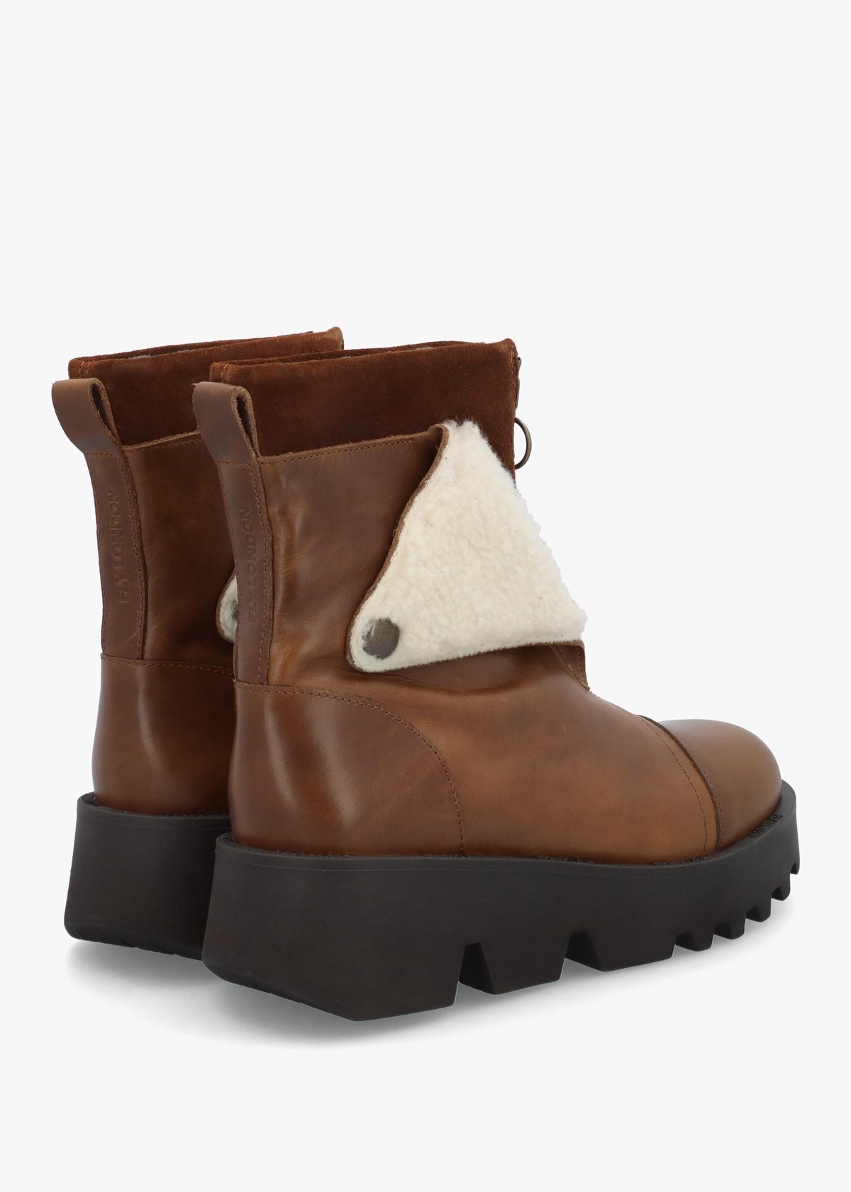 Zufe Camel Beige Leather Chunky Ankle Boots