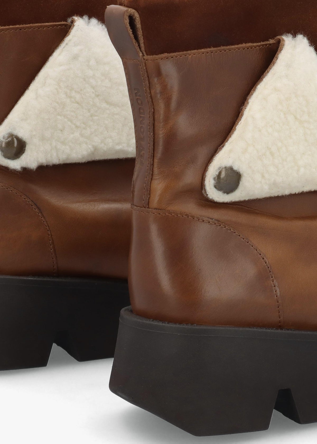 Zufe Camel Beige Leather Chunky Ankle Boots