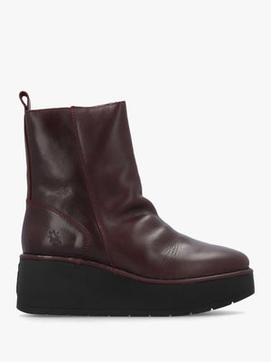 Heij Wine Flatform Wedge Ankle Boots