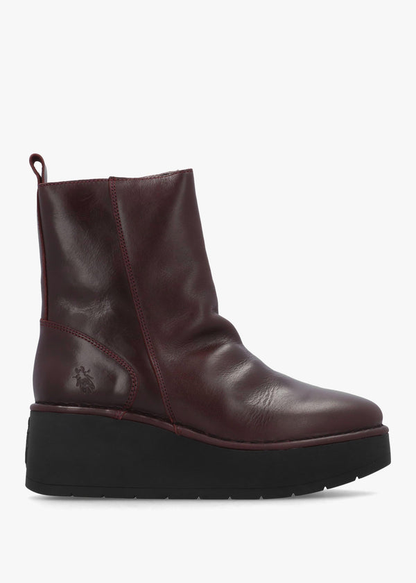 Heij Wine Flatform Wedge Ankle Boots