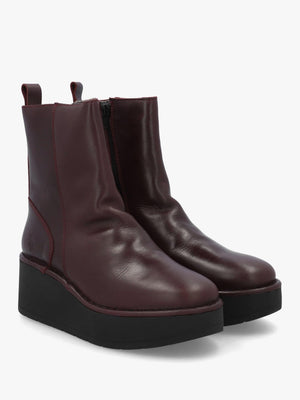 Heij Wine Flatform Wedge Ankle Boots