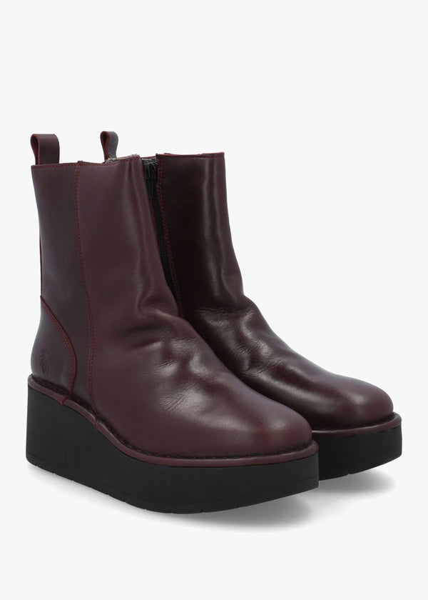 Heij Wine Flatform Wedge Ankle Boots