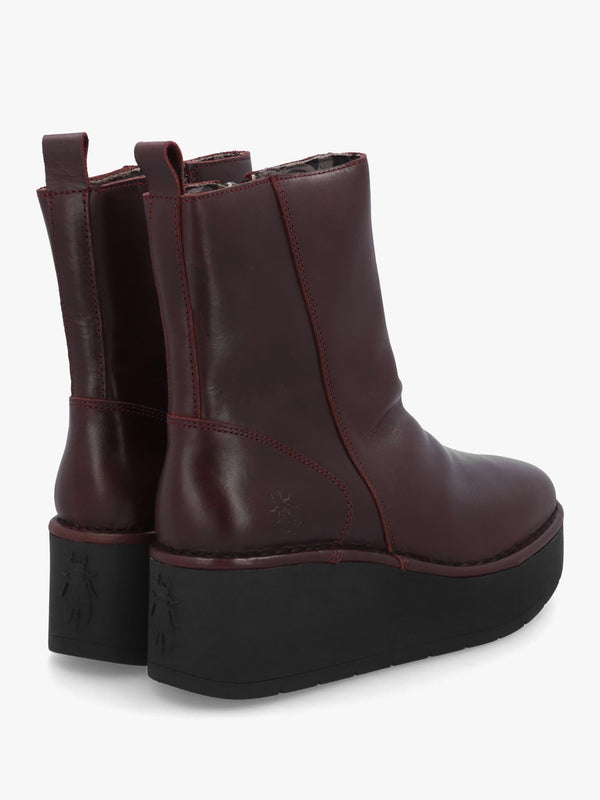 Heij Wine Flatform Wedge Ankle Boots