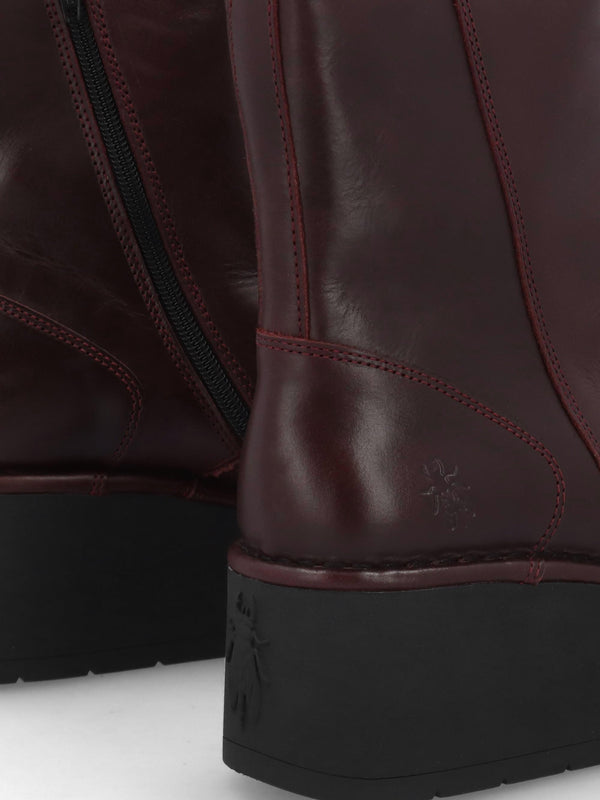 Heij Wine Flatform Wedge Ankle Boots
