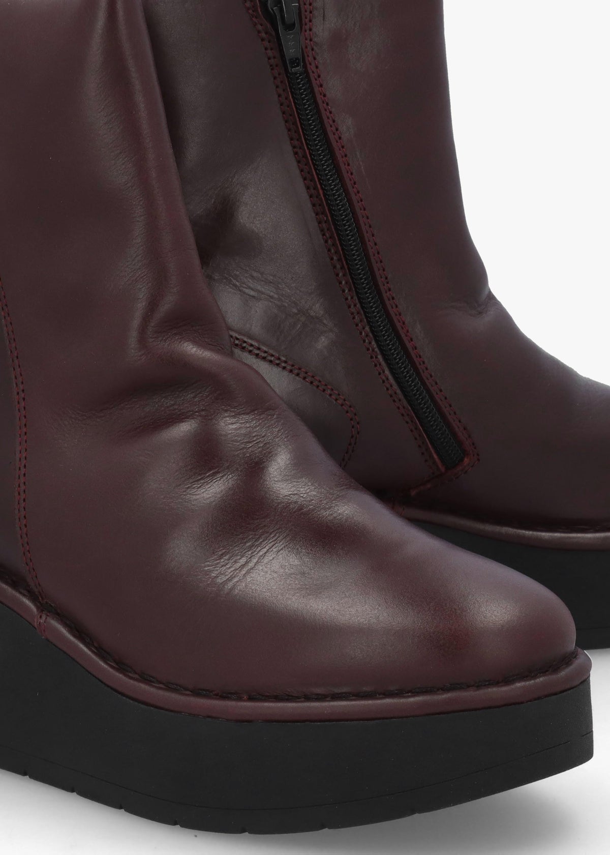 Heij Wine Flatform Wedge Ankle Boots