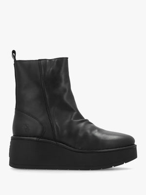 Heij Black Flatform Wedge Ankle Boots