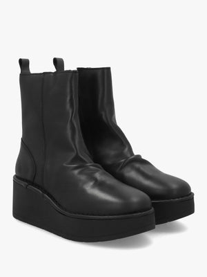 Heij Black Flatform Wedge Ankle Boots