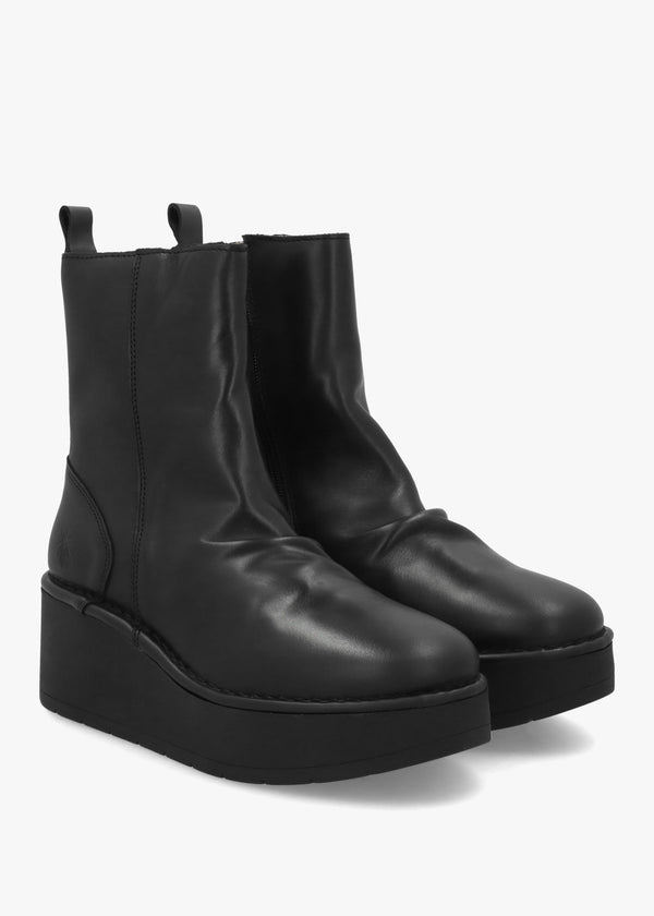 Heij Black Flatform Wedge Ankle Boots