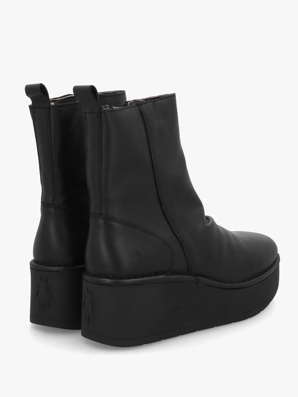 Heij Black Flatform Wedge Ankle Boots