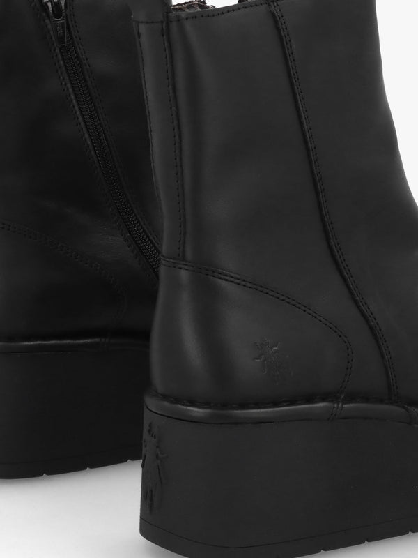 Heij Black Flatform Wedge Ankle Boots