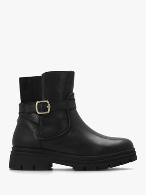 Onnis Black Leather Ankle Boots