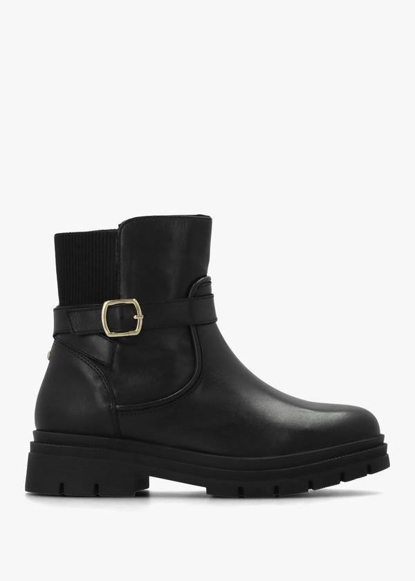 Onnis Black Leather Ankle Boots