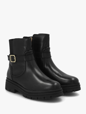 Onnis Black Leather Ankle Boots