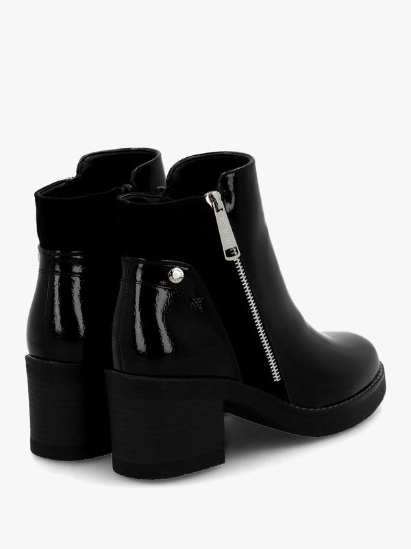 Otella Black Patent Block Heel Ankle Boots