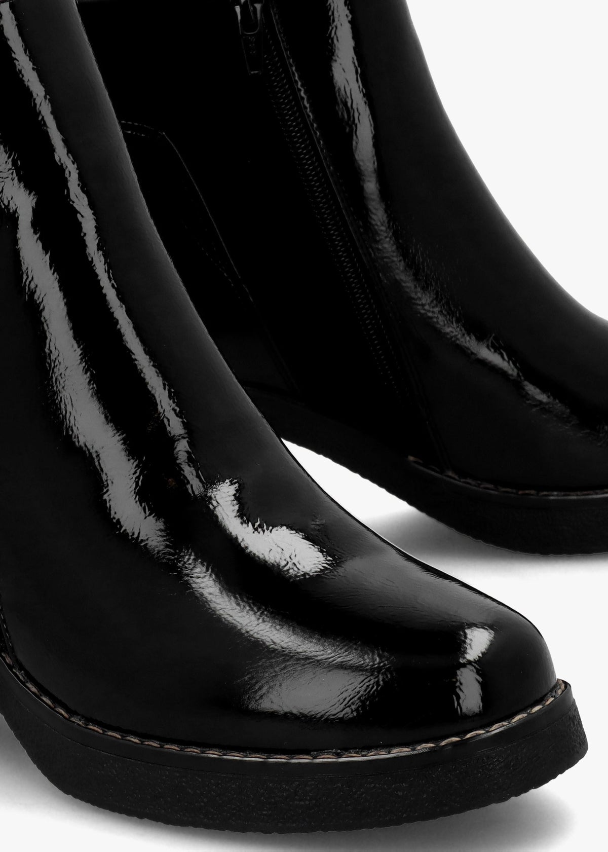Otella Black Patent Block Heel Ankle Boots